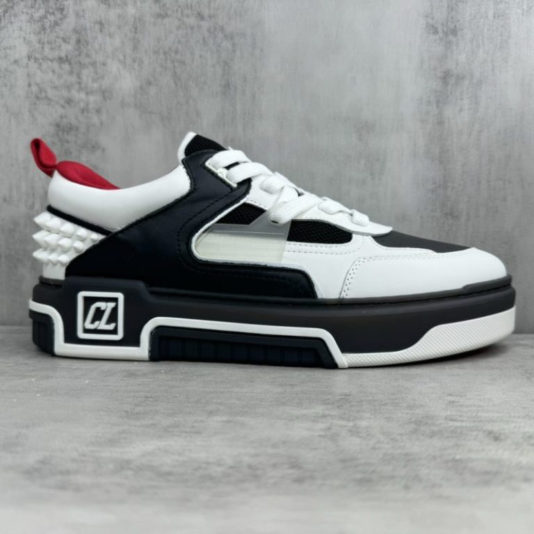 Christian Louboutin Men Women Loubishark leather Black white rivets sneakers SH111 (2)