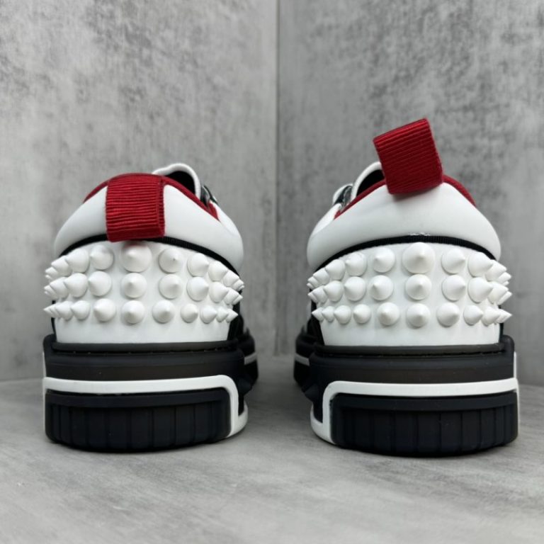 Christian Louboutin Men Women Loubishark leather Black white rivets sneakers SH111 (4)