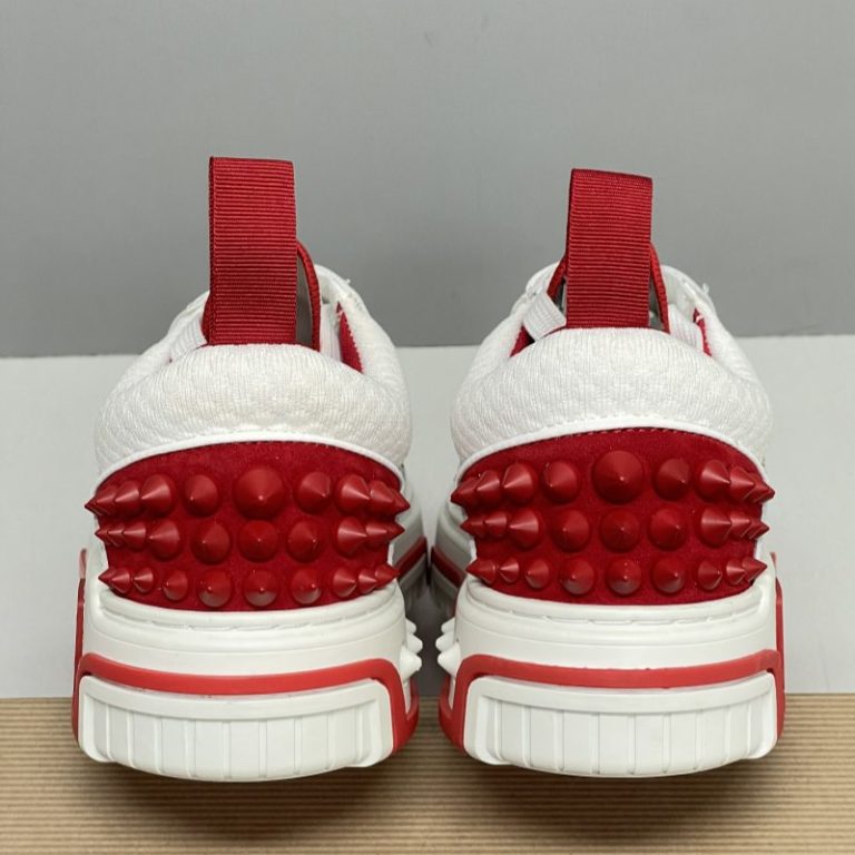 Christian Louboutin Men Women Loubishark leather Red white rivets sneakers SH112 (5)