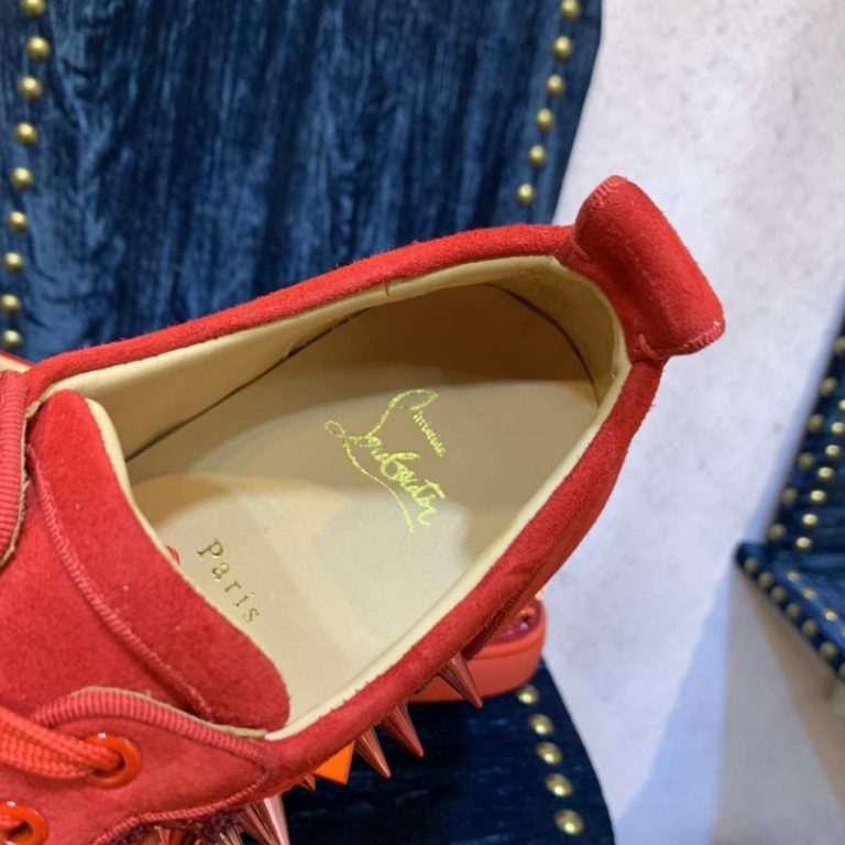 Christian Louboutin top quality red velvet crystal spikes sneakers 1