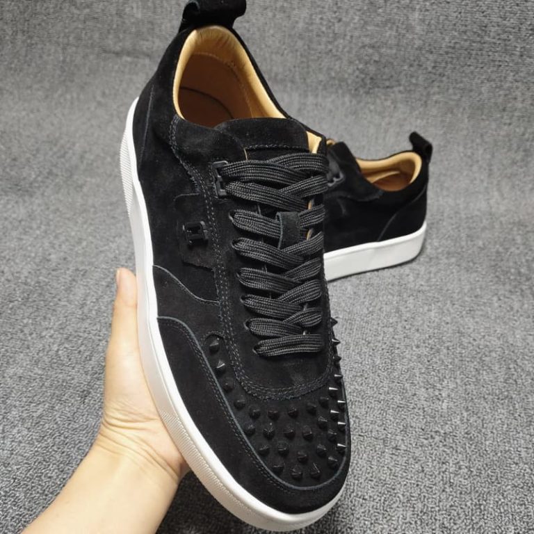 Christian Louboutin top quality suede calf black sneaker spikes 4