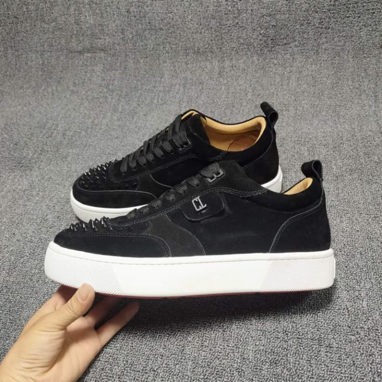 Christian Louboutin top quality suede calf black sneaker spikes