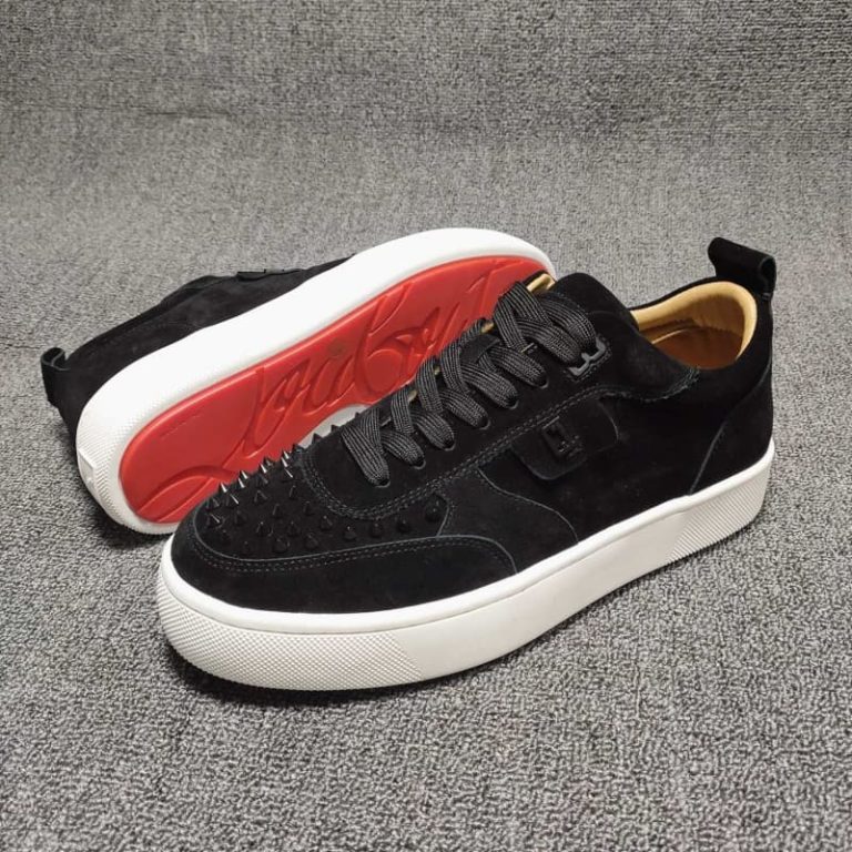 Christian Louboutin top quality suede calf black sneaker spikes1