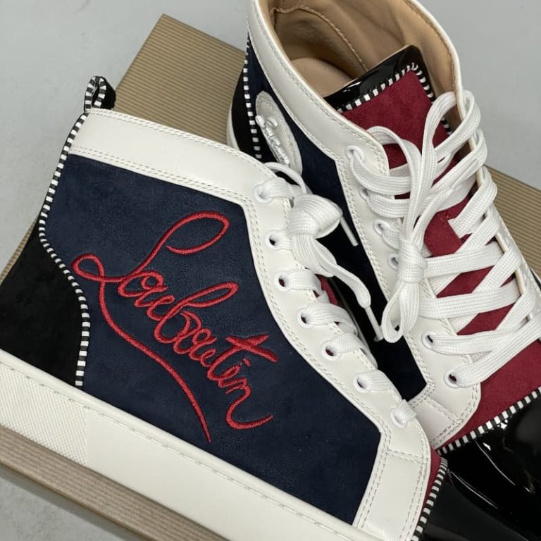 Christian Louboutin women Patent leather Sneakers men High Top dress shoes-2