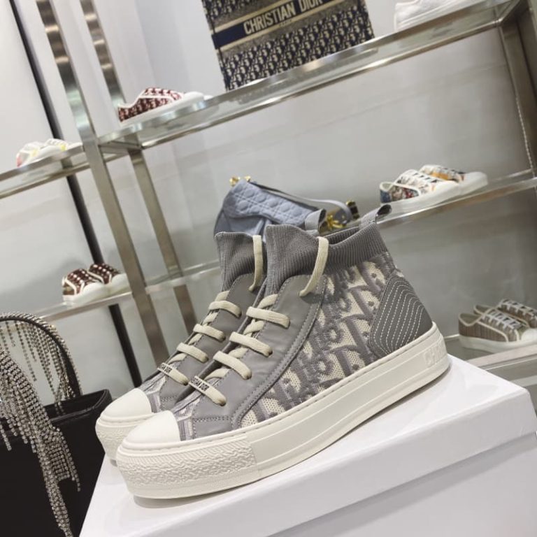 Dior top quality women black and apricot stiching knitted flat waliking sneaker shoes SH012 4