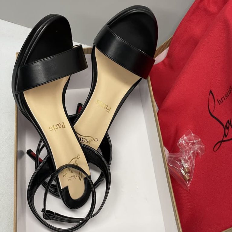 christian louboutin SandalsNappa leather Black high heels Loubi Queen 12CM SH051 3