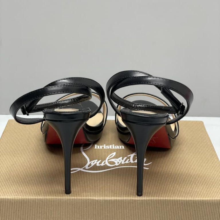 christian louboutin SandalsNappa leather Black high heels Loubi Queen 12CM SH051 5