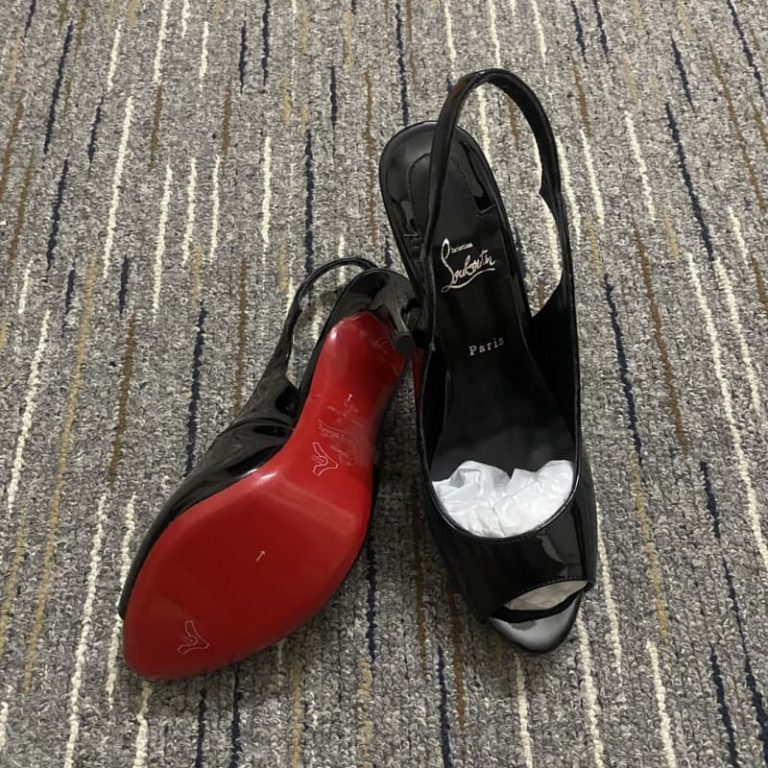 christian louboutin Top quality women Patent calf red sole Hot Chick Sling Alta 12cm 1
