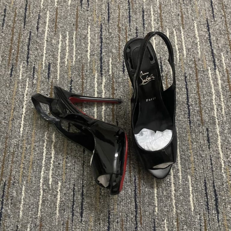 christian louboutin Top quality women Patent calf red sole Hot Chick Sling Alta 12cm 4