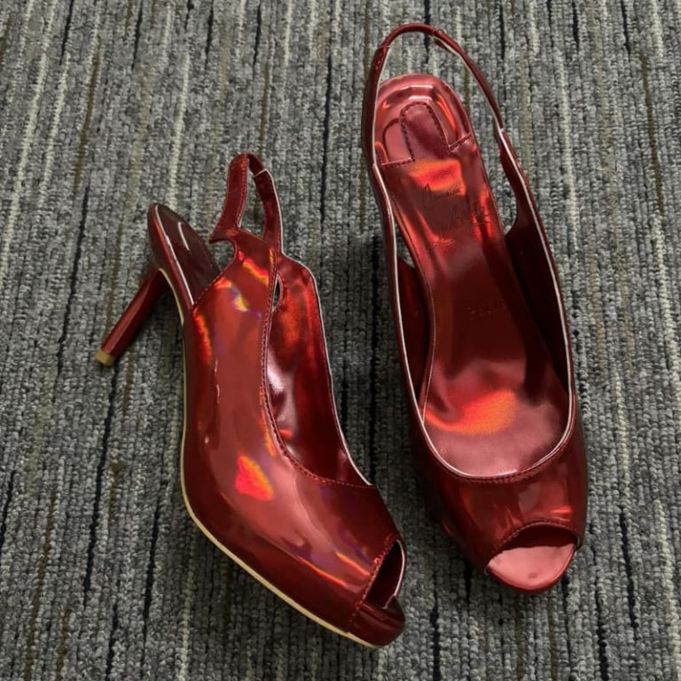 christian louboutin Top quality women Patent calf red sole Hot Chick Sling Alta 12cm 5