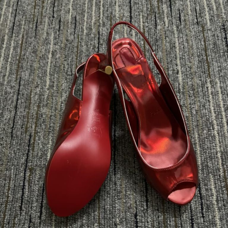 christian louboutin Top quality women Patent calf red sole Hot Chick Sling Alta 12cm 7