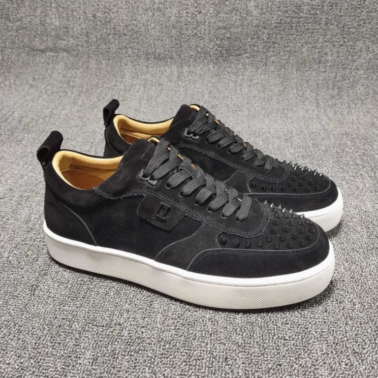 suede calf black sneaker spikes