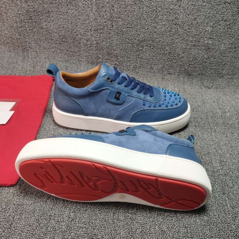 suede calf blue spikes sneakers