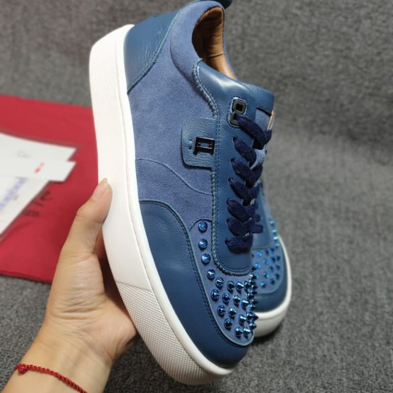 suede calf blue spikes sneakers2