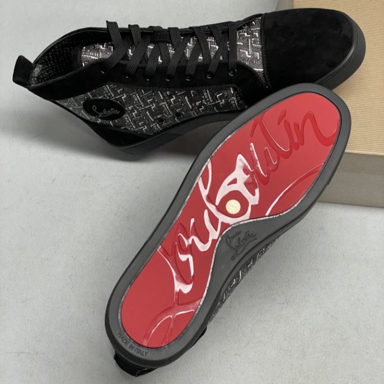 Christian Louboutin High Black Letter Stitching Casual Shoes Leather Men Women SH117 (2)