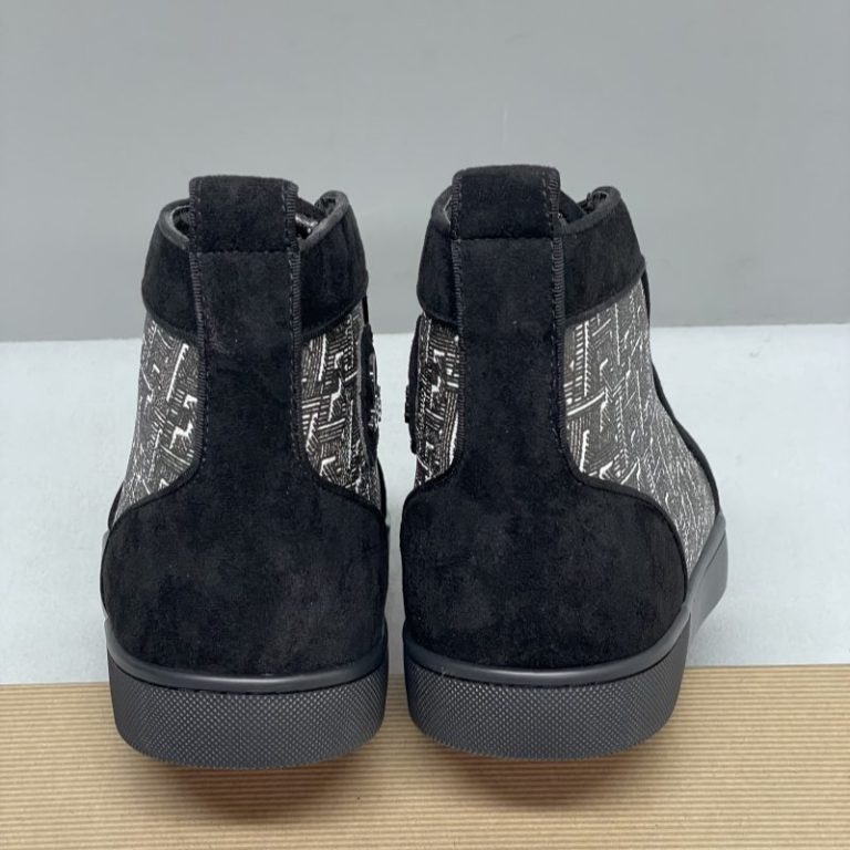 Christian Louboutin High Black Letter Stitching Casual Shoes Leather Men Women SH117 (5)