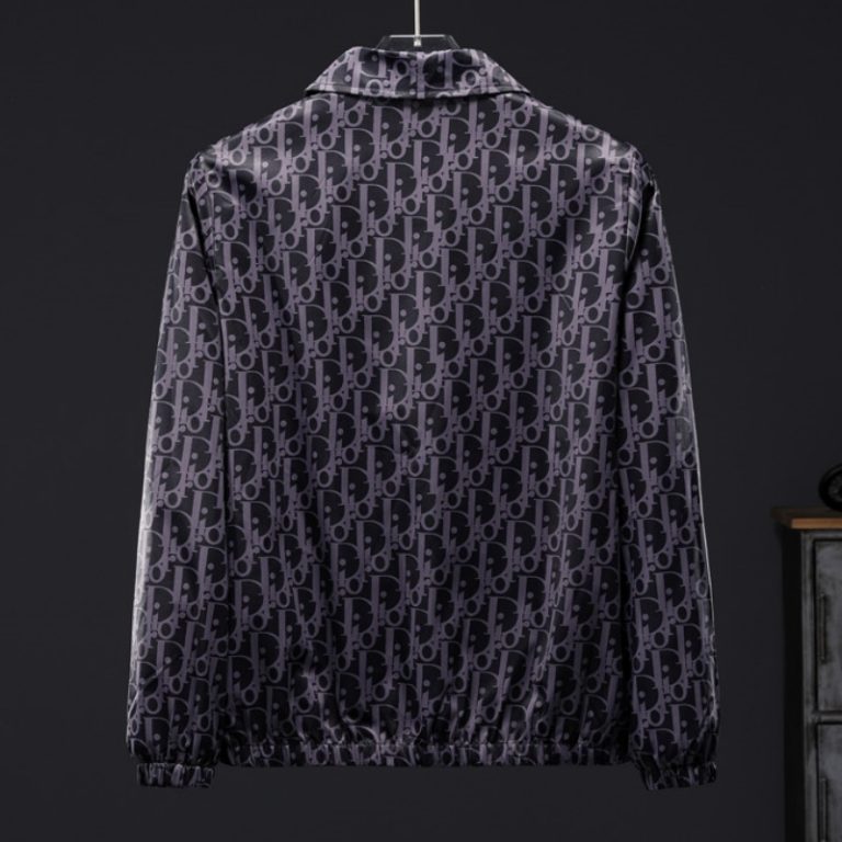 Dior High Quality Men Black Purple Letter Zipper Full Logo Printed Jacket FZ267 (2)