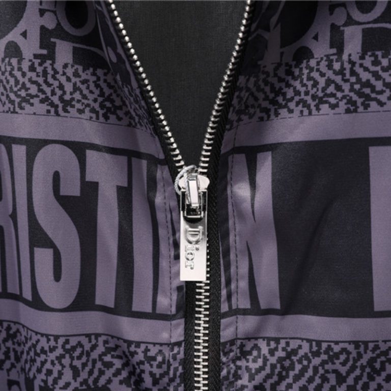 Dior High Quality Men Black Purple Letter Zipper Full Logo Printed Jacket FZ267 (3)