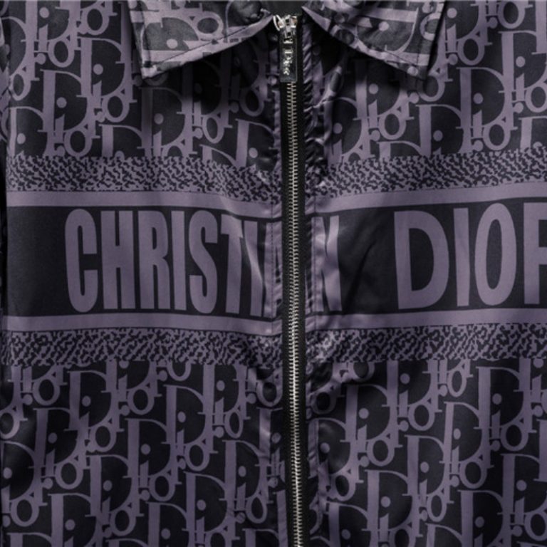 Dior High Quality Men Black Purple Letter Zipper Full Logo Printed Jacket FZ267 (4)