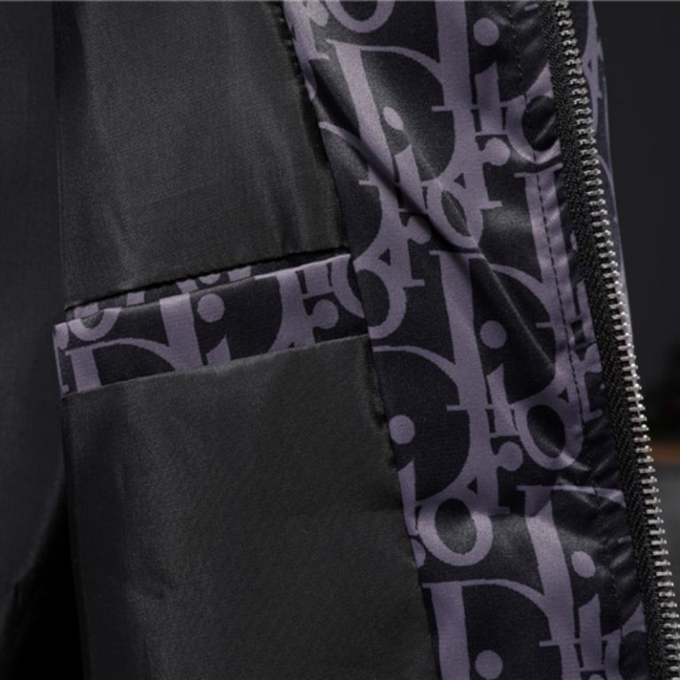 Dior High Quality Men Black Purple Letter Zipper Full Logo Printed Jacket FZ267 (5)