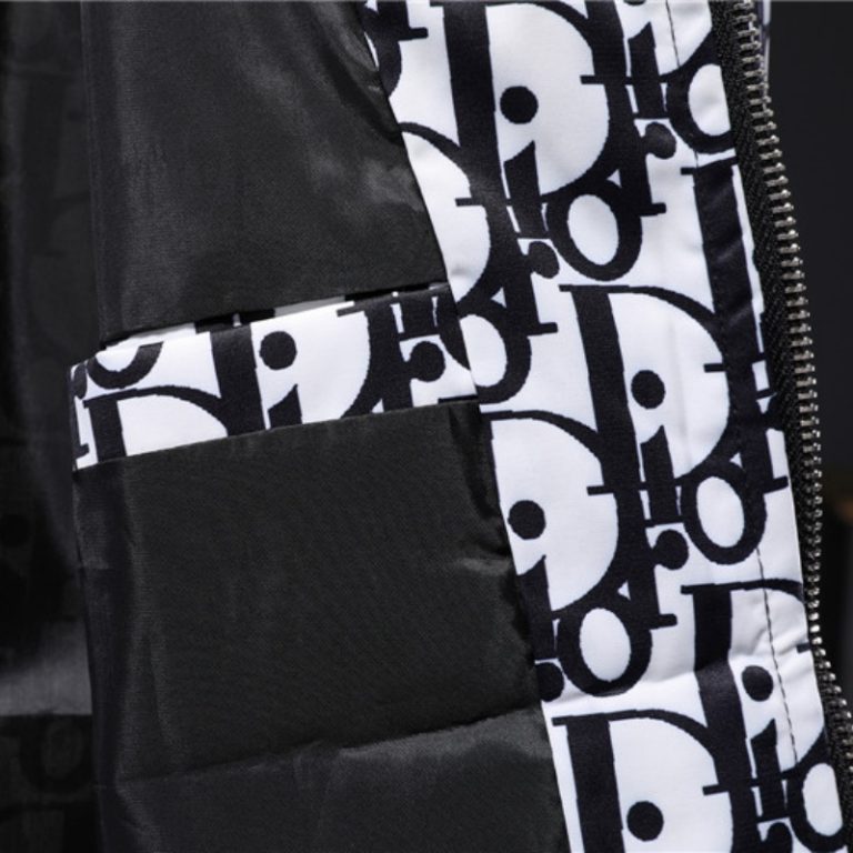 Dior High Quality Men White Black Letter Zipper Full Logo Printed Jacket FZ266 (2)