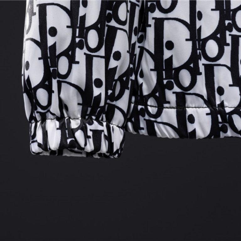 Dior High Quality Men White Black Letter Zipper Full Logo Printed Jacket FZ266 (6)