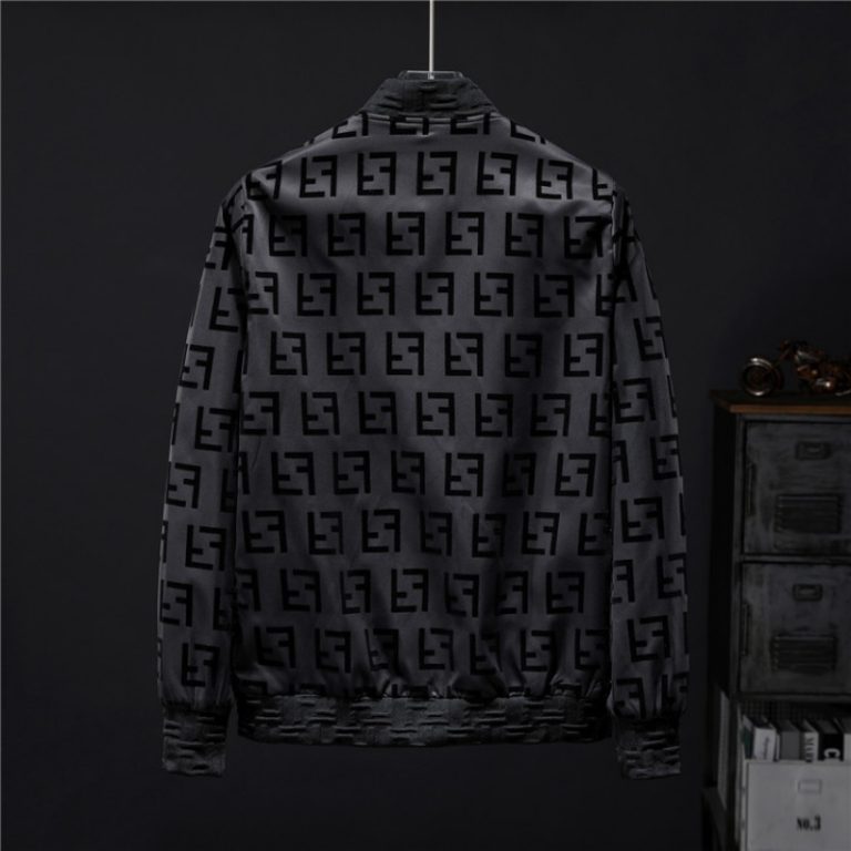 Fendi High Quality Men Black Letter Zipper Full Logo Printed Jacket FZ268 (1)