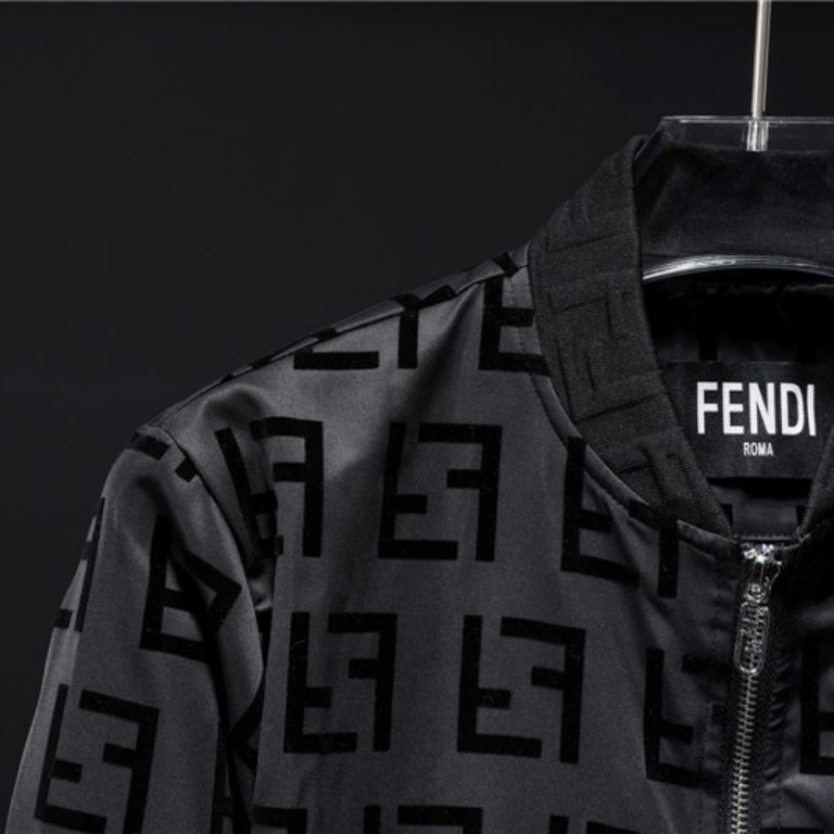 Fendi High Quality Men Black Letter Zipper Full Logo Printed Jacket FZ268 (6)