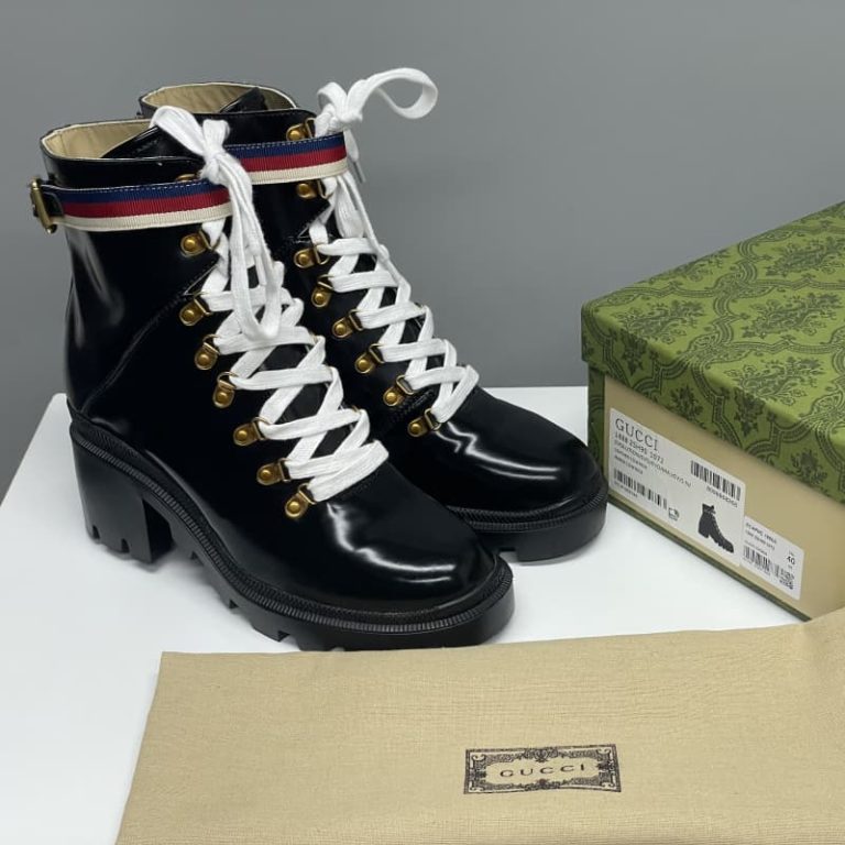 Gucci top quality white patent leather lace-up ankle boots3