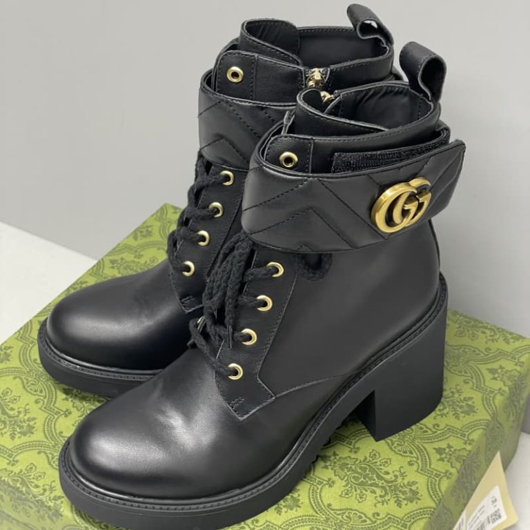 Gucci top quality winter women's warm Velcro laces closure short boots high heels