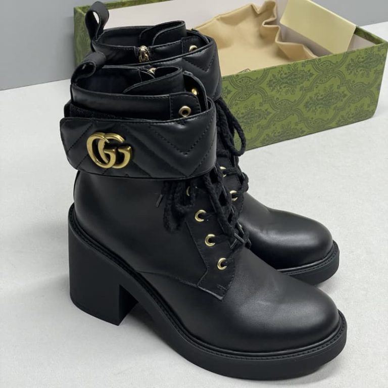Gucci top quality winter women's warm Velcro laces closure short boots high heels4