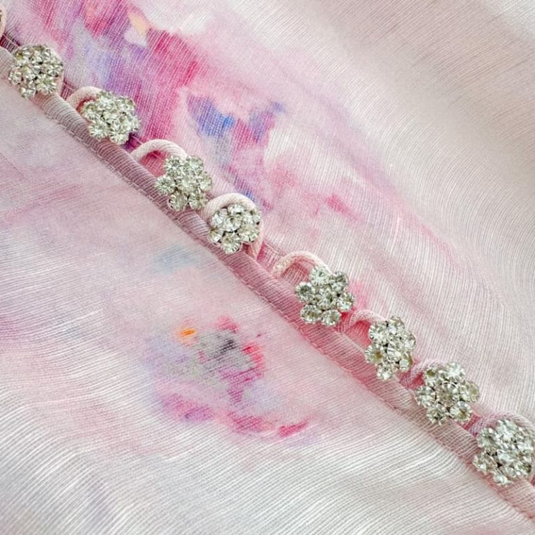 Zimmermann High Quality Pink Crush Bow Tie Ruffle Shirt Blouse55%LINEN 45%SILK Skirt 100% LINEN-5