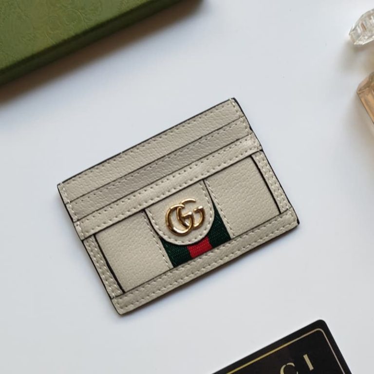 GUCCI Men Women Small Card Case Iconic pattern and striped webbing Double G logo on front-1