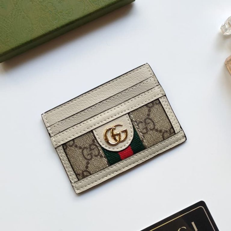 GUCCI Men Women Small Card Case Iconic pattern and striped webbing Double G logo on front-5