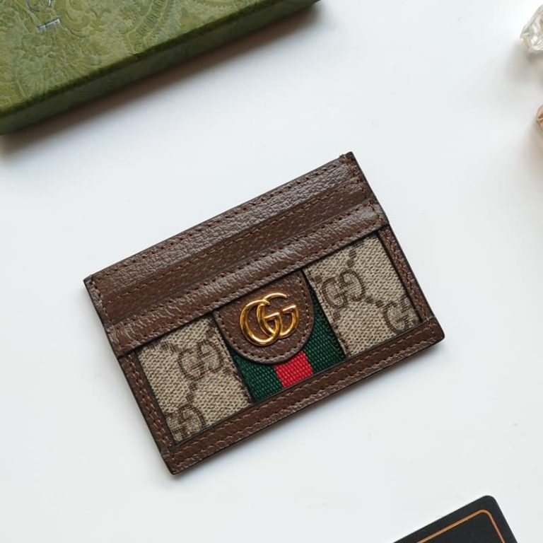 GUCCI Men Women Small Card Case Iconic pattern and striped webbing Double G logo on front-7