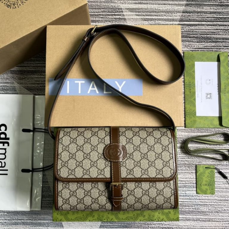 GUCCI best quality men messenger bag shoulder bag GG pattern and interlocking double G logo design-1