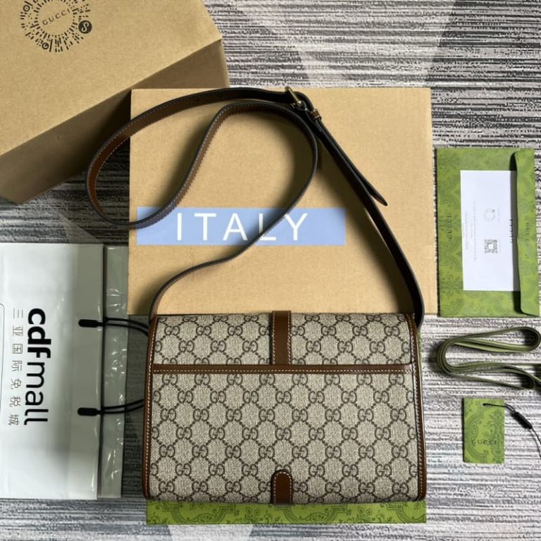GUCCI best quality men messenger bag shoulder bag GG pattern and interlocking double G logo design-2