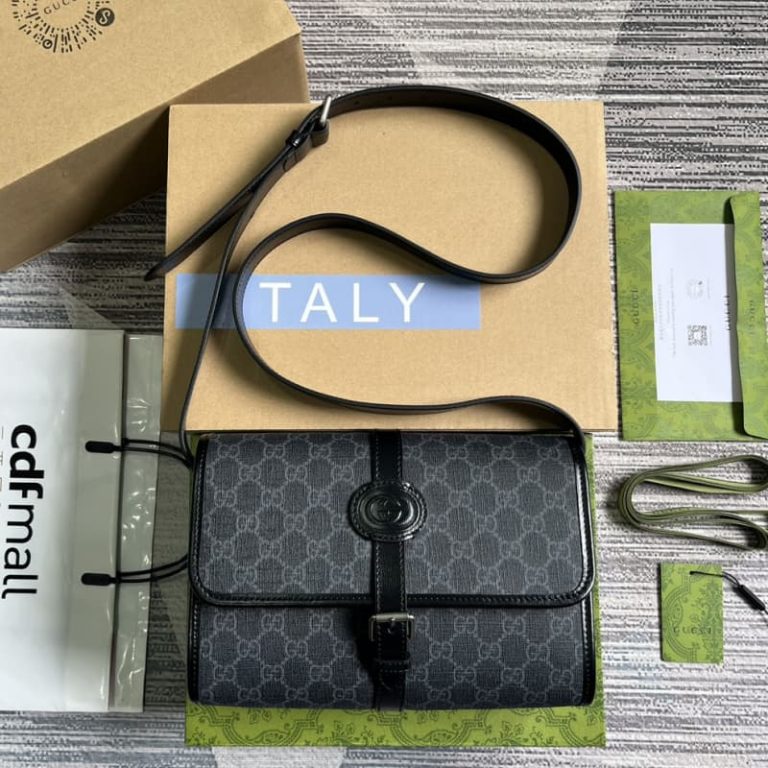GUCCI best quality men messenger bag shoulder bag GG pattern and interlocking double G logo design-3