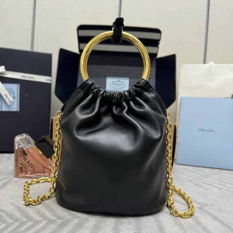Prada high quality Black Nappa Leather Mini Bucket Bag-2