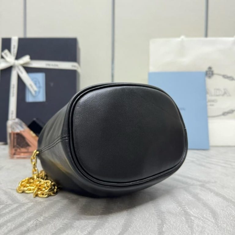 Prada high quality Black Nappa Leather Mini Bucket Bag-4