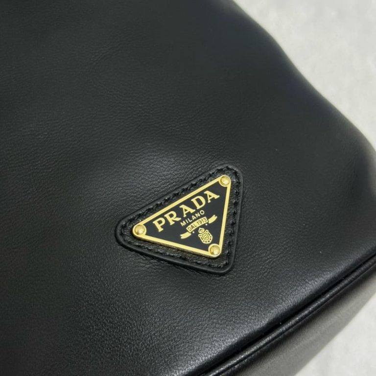 Prada high quality Black Nappa Leather Mini Bucket Bag-6