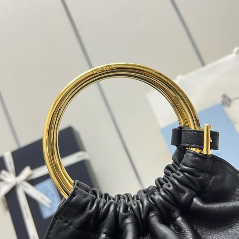 Prada high quality Black Nappa Leather Mini Bucket Bag-7