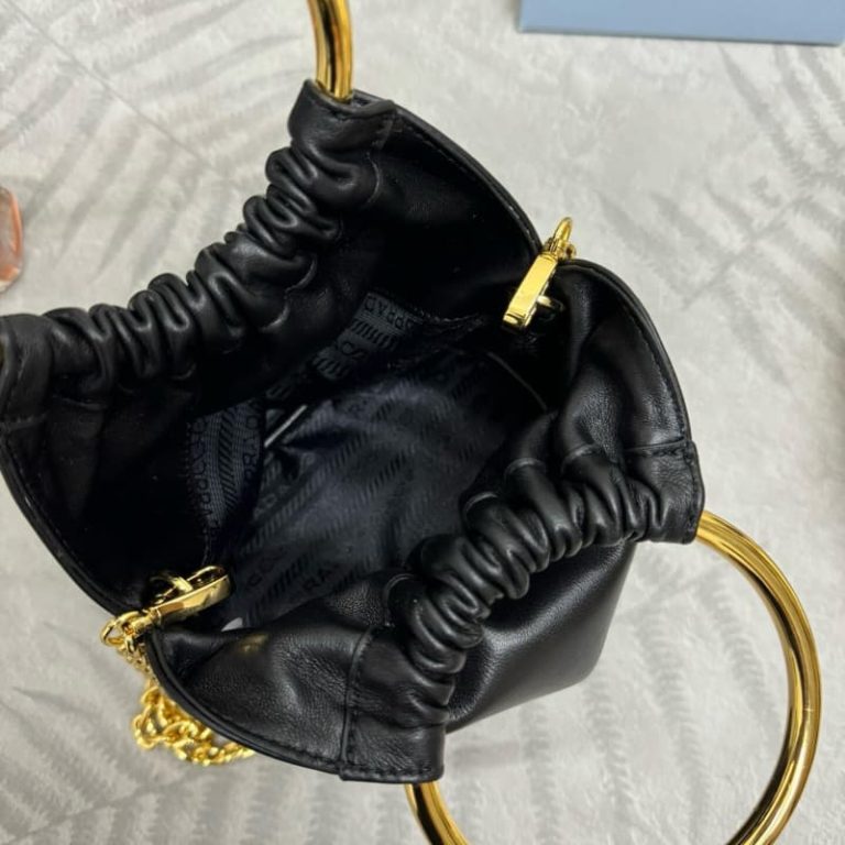 Prada high quality Black Nappa Leather Mini Bucket Bag-8