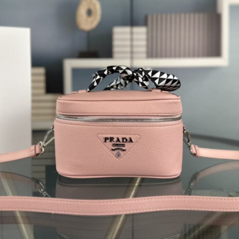 High quality Prada cosmetic bag women shoulder bag square large capacity handbag front iconic logo pattern-1
