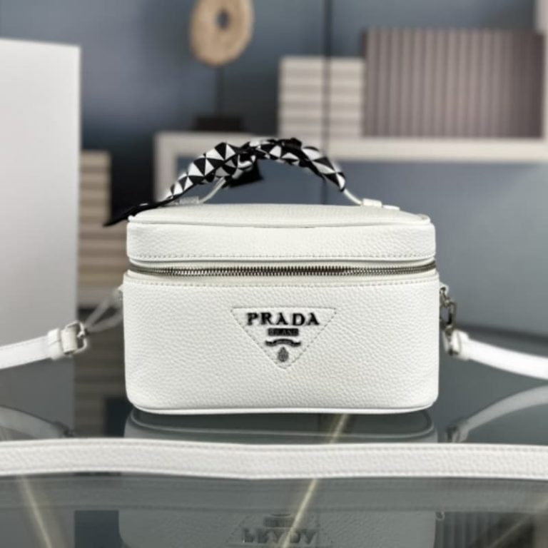 High quality Prada cosmetic bag women shoulder bag square large capacity handbag front iconic logo pattern-3