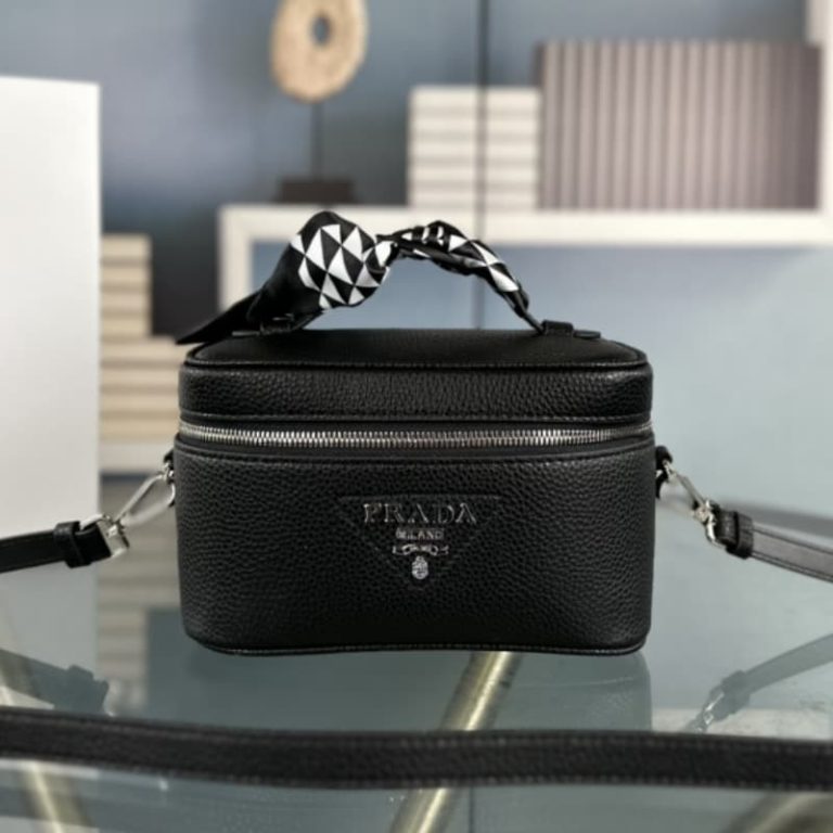 High quality Prada cosmetic bag women shoulder bag square large capacity handbag front iconic logo pattern-5