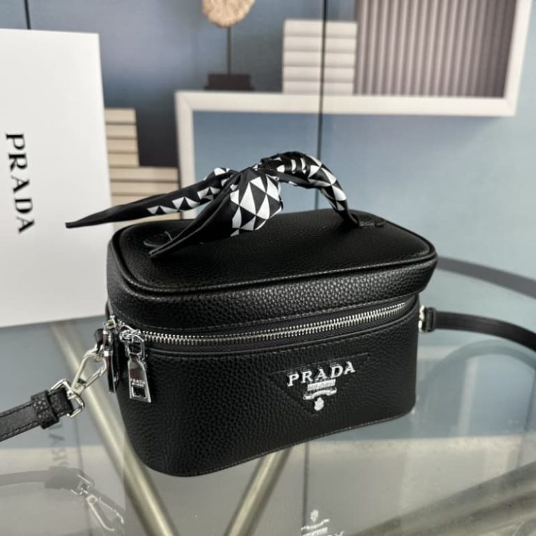 High quality Prada cosmetic bag women shoulder bag square large capacity handbag front iconic logo pattern-7