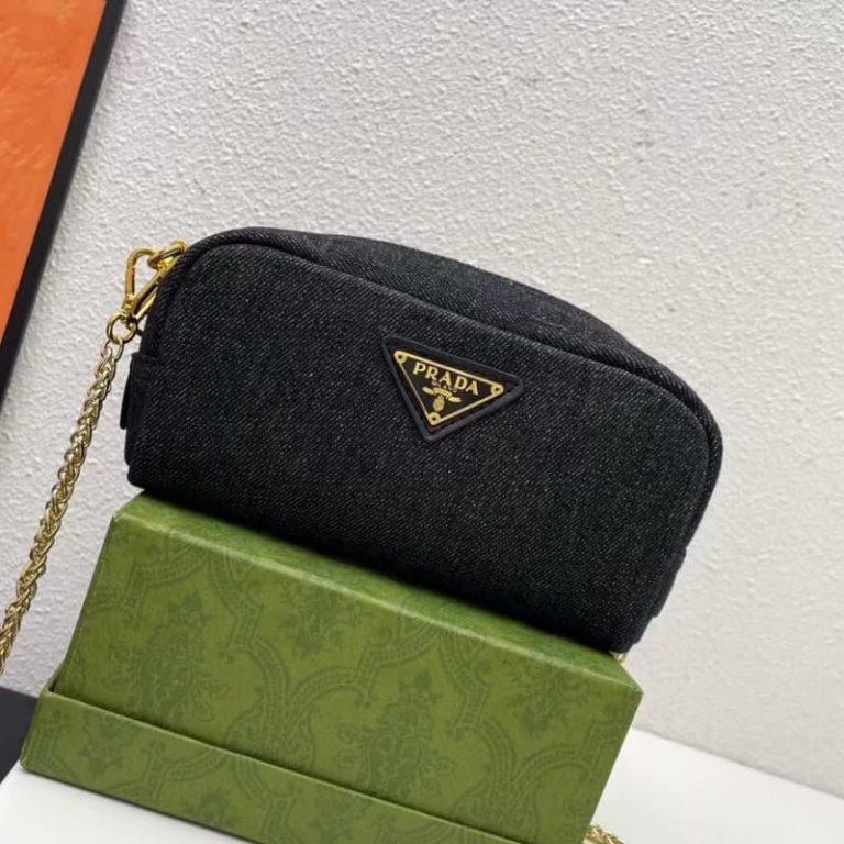 High-quality Prada denim second hand bag Women crossbody bag Front iconic logo pattern-1