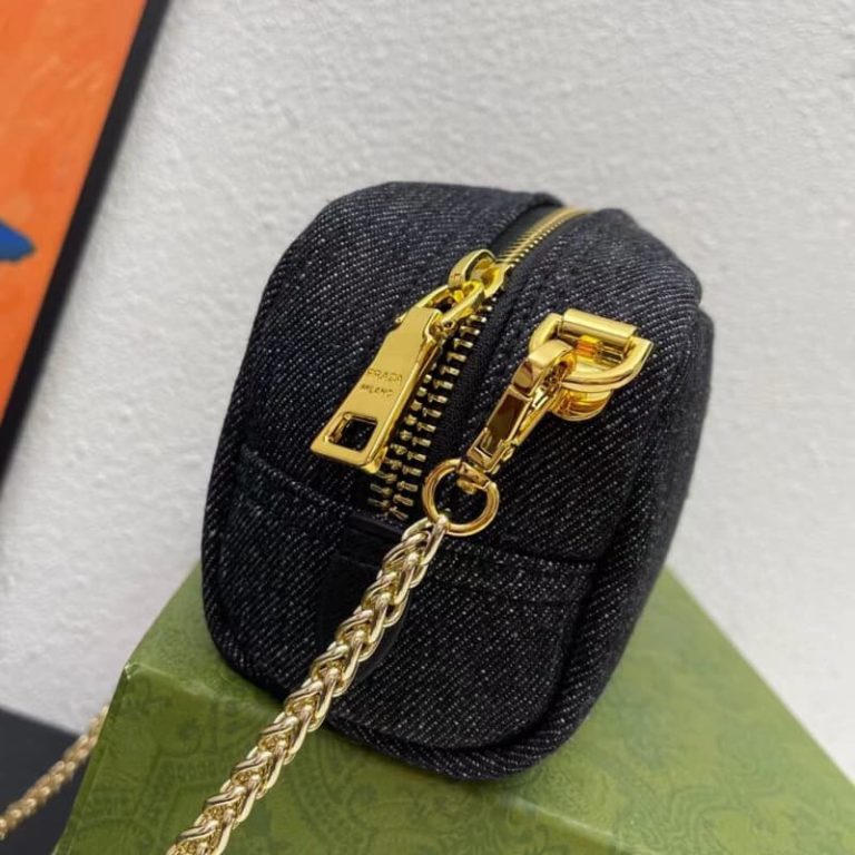 High-quality Prada denim second hand bag Women crossbody bag Front iconic logo pattern-3