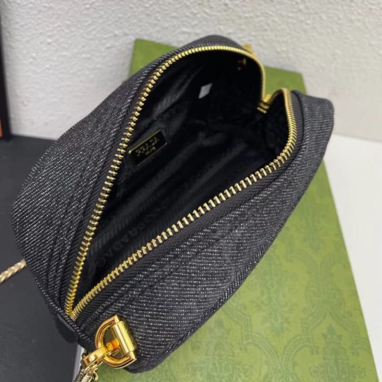 High-quality Prada denim second hand bag Women crossbody bag Front iconic logo pattern-5